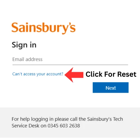 Step by step MySainsburys password reset process