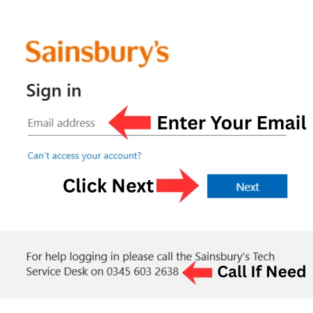 MySainsburys sign in process through Microsoft 365